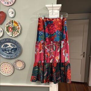 Farm Rio velvet floral skirt